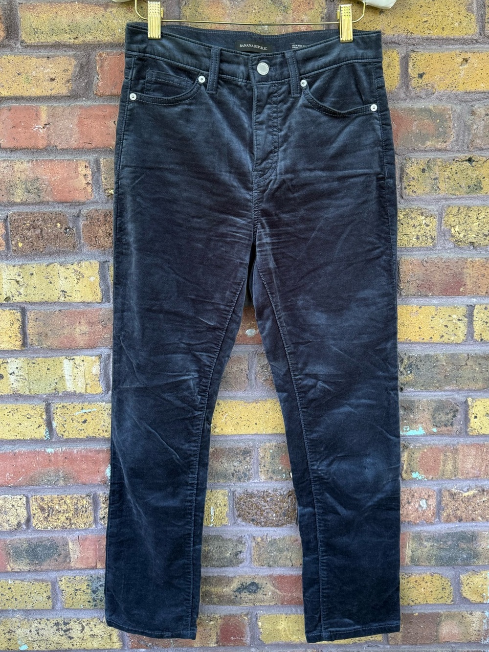 Banana Republic Blue Velour High Rise Slim Pants - Size 26P